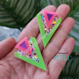 Pendientes de metacrilato FLECHA NEÓN multicolor de calidad
