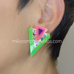 Pendientes de metacrilato FLECHA NEÓN multicolor espectaculares