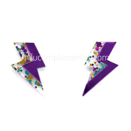 Pendientes metacrilato doble morado purpu