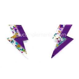 Pendientes metacrilato doble morado bubbles