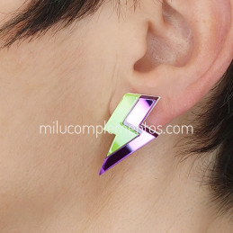 Pendiente metacrilado doble lima fluor y morado