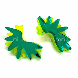 Pendientes metacrilato MEDIA ESTRELLA CON FORMA DE ALA AMARILLO FLUOR