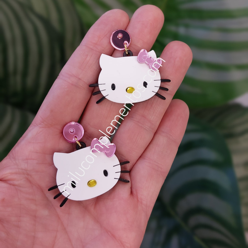 Pendientes metacrilato HELLO KITTY CLASICO efecto espejo