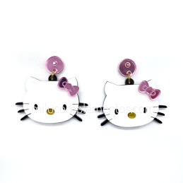 Par pendientes metacrilato HELLO KITTY CLASICO efecto espejo