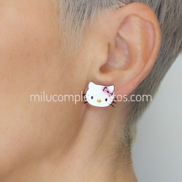 Par pendientes metacrilato HELLO KITTY CLASICO MINI efecto espejo