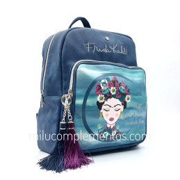 Mochila Frida Kahlo color azul nueva colección 2024 2025