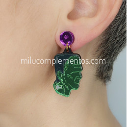 Pendientes metacrilato Frankenstein efecto espejo