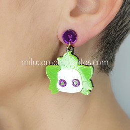 Pendientes metacrilato Beetlejuice efecto espejo