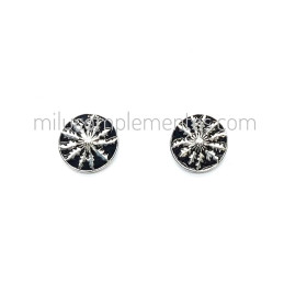 Pendientes Eguzkilore de plata de ley 925 esmaltados en color negro