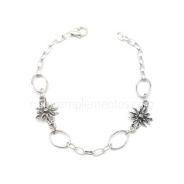 Pulsera Eguzkilore envejecida de plata de ley 925