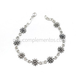 Pulsera pequeño Eguzkilore envejecida de plata de ley 925