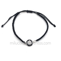 Pulsera Eguzkilore esmaltado color negro de plata de ley 925 de hilo