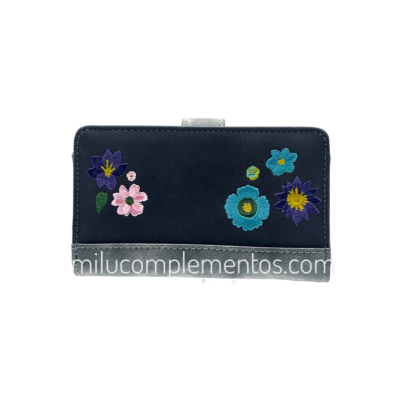 Cartera Frida Kahlo negra de mujer. de la colección Flowers