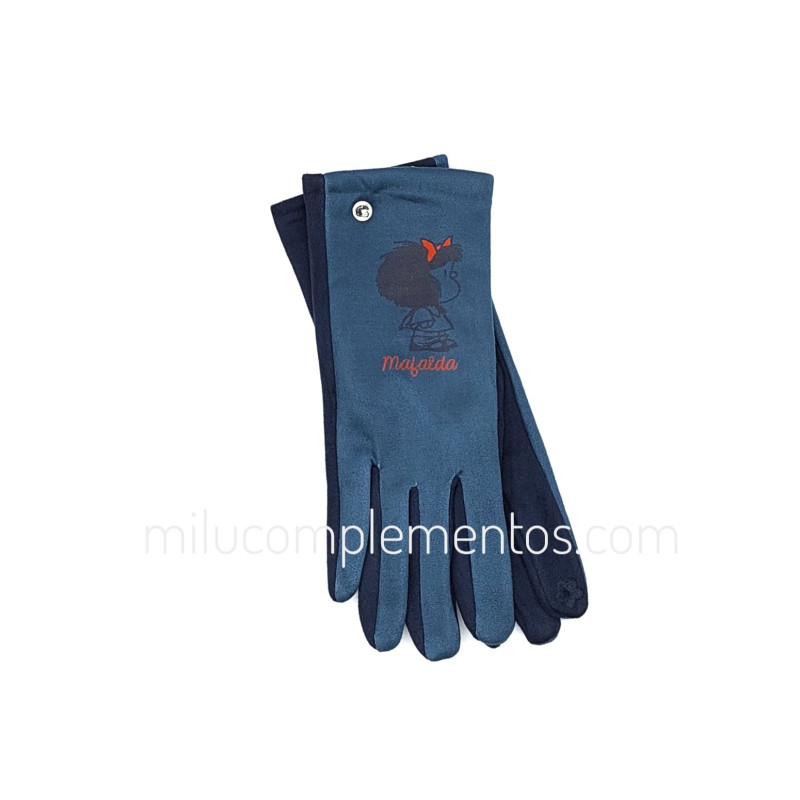 Guantes táctiles azules de Mafalda