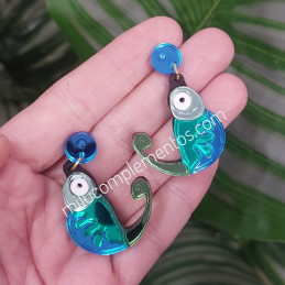 Pendientes metacrilato CAMALEÓN AZUL Y VERDE efecto espejo online