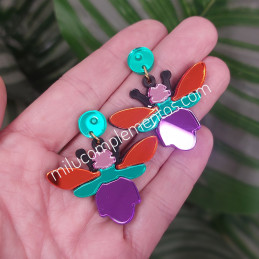 Pendientes metacrilato BICHO MULTICOLOR efecto espejo online