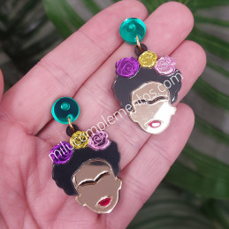 Pendientes metacrilato FRIDA KAHLO MULTICOLOR efecto espejo online