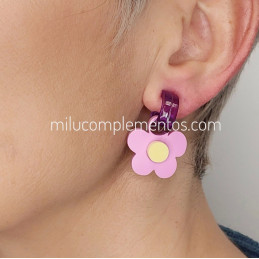 Pendientes metacrilato ARGO FLOR LILA efecto espejo