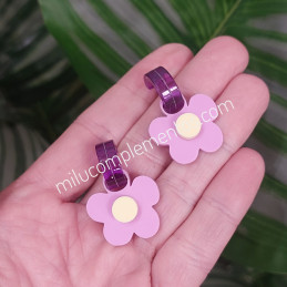 Pendientes metacrilato ARGO FLOR LILA efecto espejo online