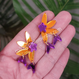 Pendientes metacrilato MEDIA FLOR MANDARINA efecto espejo online