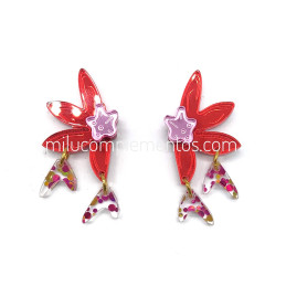 Pendientes metacrilato MEDIA FLOR CORAL efecto espejo online