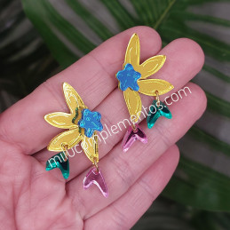 Pendientes metacrilato MEDIA FLOR MULTICOLOR efecto espejo online