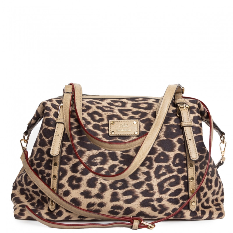 Bolso bandolera Tantrend color negro/blanco tipo antelina leopardo