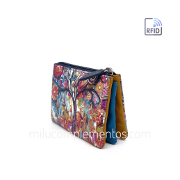 Monedero de piel Belmonte paisaje morado/multicolor mujer