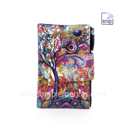 Cartera de piel pequeña Belmonte paisaje morado/multicolor 2025