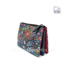 Monedero de piel Belmonte paisaje azul/multicolor mujer