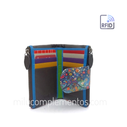 Cartera de piel pequeña Belmonte paisaje azul/multicolor 2025