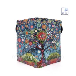 Cartera de piel mediana Belmonte paisaje azul/multicolor online