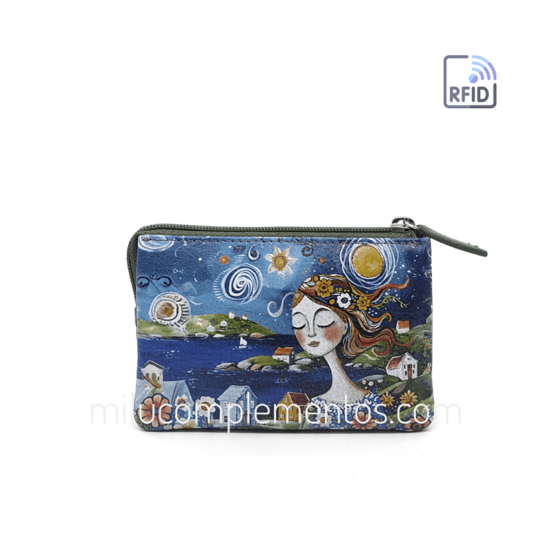 Monedero de piel Belmonte paisaje azul/multicolor online