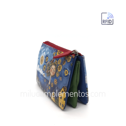 Monedero de piel Belmonte paisaje azul/multicolor regalo