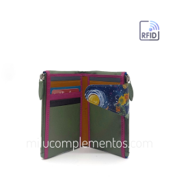 Cartera de piel pequeña Belmonte paisaje azul/multicolor 2025