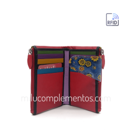 Cartera de piel pequeña Belmonte paisaje azul/multicolor chica