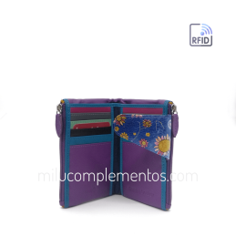 Cartera de piel pequeña Belmonte paisaje azul/multicolor nueva temporada