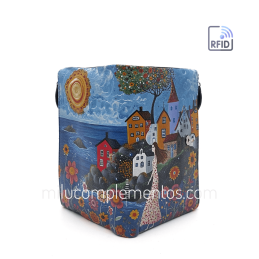 Cartera de piel pequeña Belmonte paisaje azul/multicolor primavera verano 2025