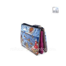 Monedero de piel Belmonte paisaje azul/multicolor islas