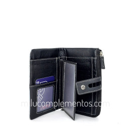 Cartera monedero mediana Caramelo camel de piel interior