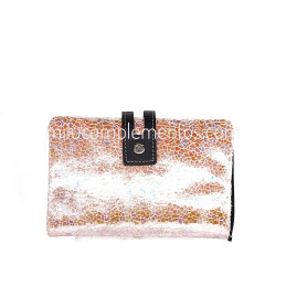 Cartera monedero mediana Caramelo nude krakelado de piel de chica