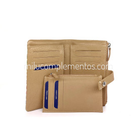 Cartera monedero mediana Caramelo franjas multicolor de piel interior