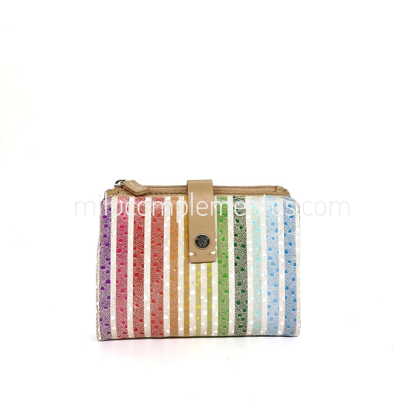 Cartera monedero pequeña Caramelo franjas multicolor de piel primavera verano 2025