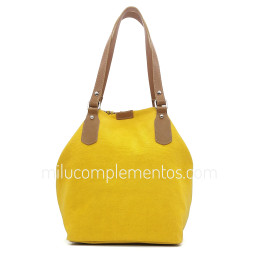 Bolso Caramelo color amarillo de mujer de la colección Logan trasera