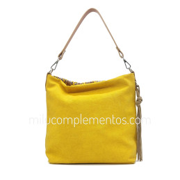 Bolso bandolera Caramelo color amarillo de mujer parte trasera