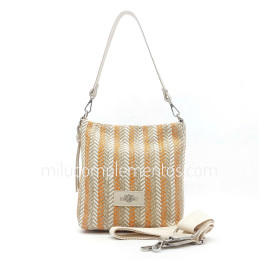 Bolso bandolera Caramelo color naranja/camel de mujer con dos correas