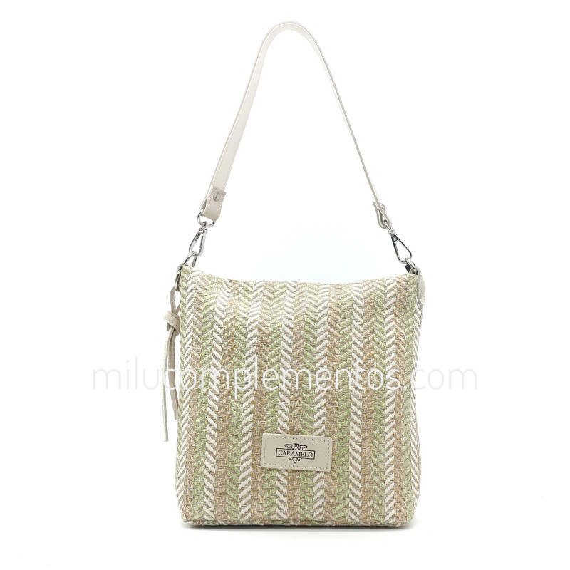 Bolso bandolera Caramelo color verde/camel de mujer colección Loretta