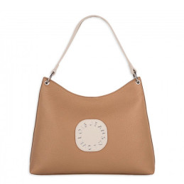 Bolso bandolera Lois color camel/blanco de mujer primavera verano 2025