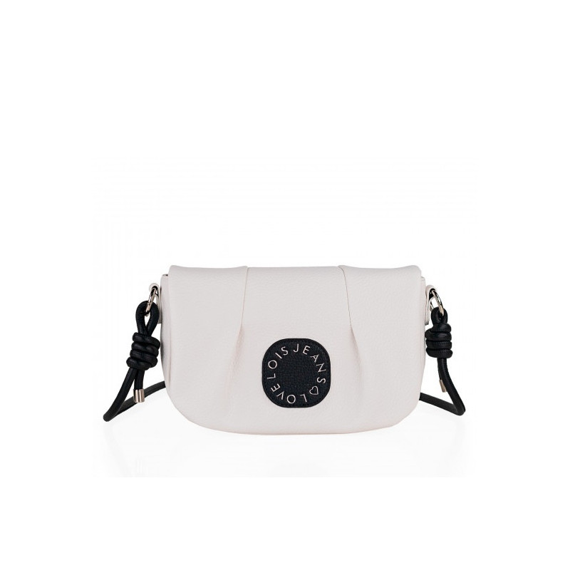 Bolso bandolera Lois color blanco/negro de solapa de mujer