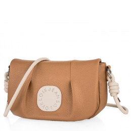 Bolso bandolera Lois color camel/blanco de solapa de mujer nueva colección